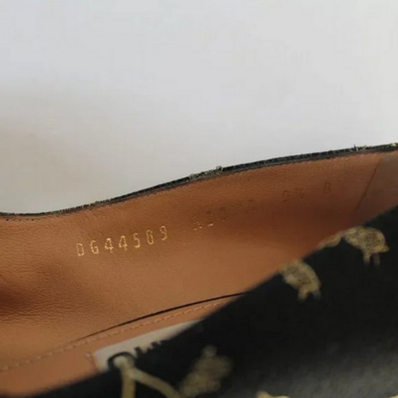 Salvatore Ferragamo Teodora Peep Toe Satin Lace Pumps Size 9.5 Black Gold - Picture 11 of 12